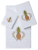 Linum Home Textiles Welcome 3-Piece Embellished Towel Set, White