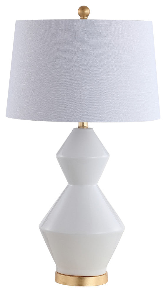 Alba 29" Geometric Ceramic and Metal LED Table Lamp, Gray