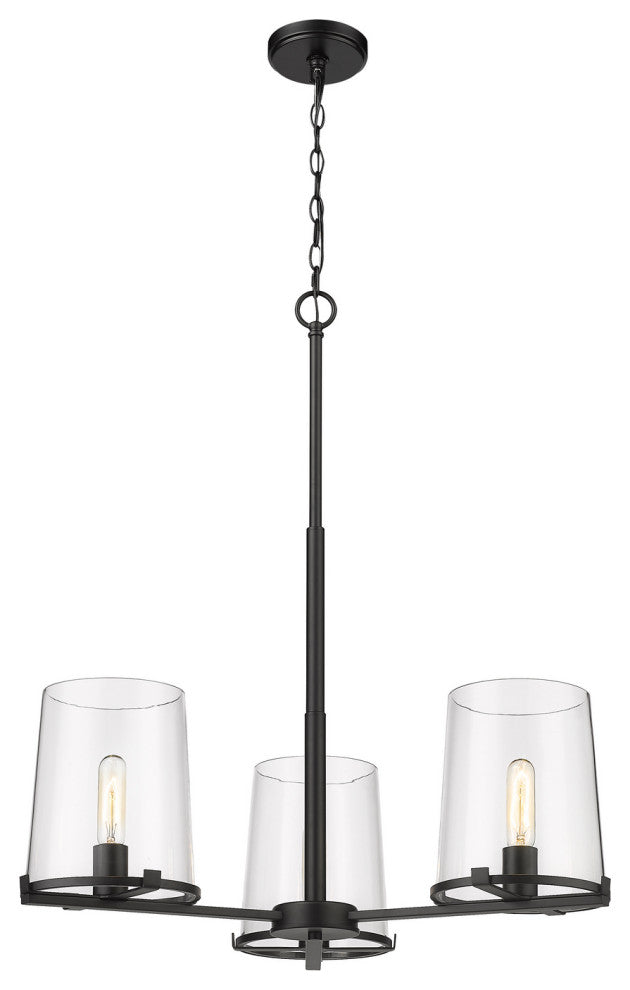 Z-LITE 3032-3MB 3 Light Chandelier, Matte Black