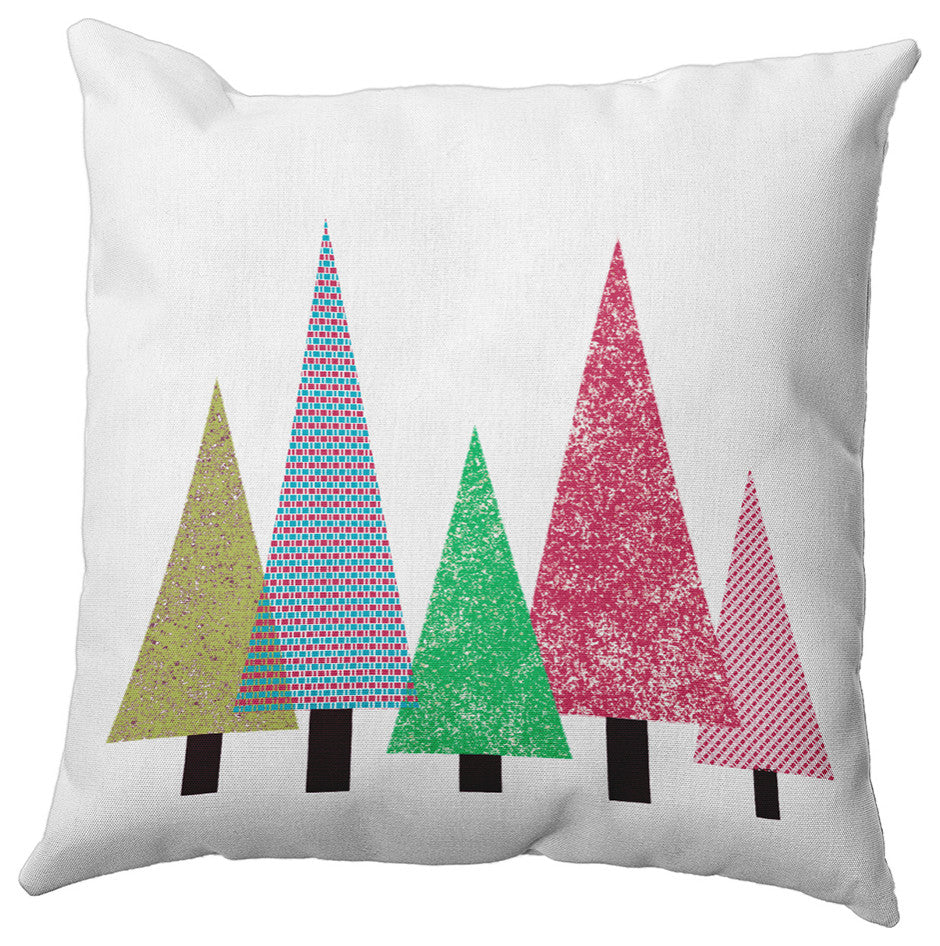 Triangle Trees Indoor/Outdoor Throw Pillow, Bright Green, 20"x20"