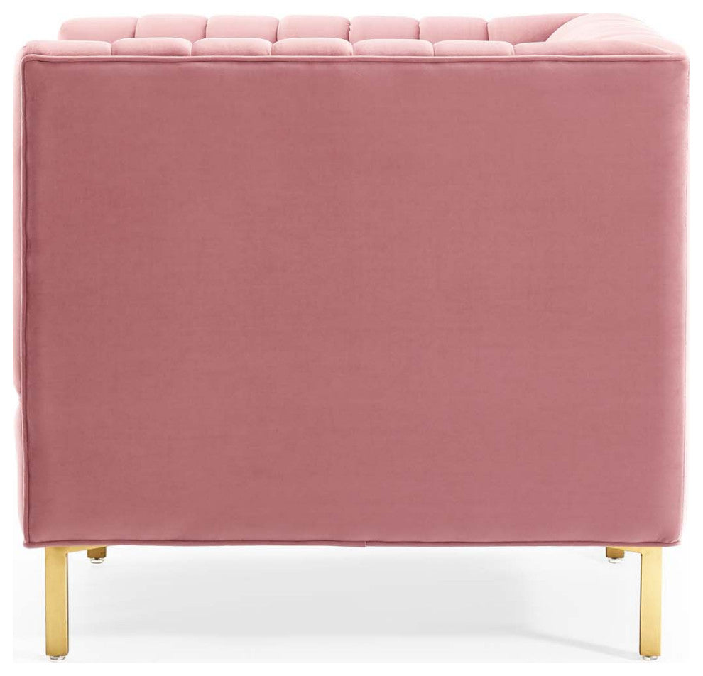 Tufted Armchair Accent Chair, Velvet, Pink, Modern, Living Lounge Hospitality