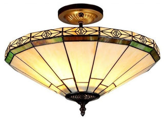 Chloe Lighting Tiffany-style 2 Light Mission Semi-flush Ceiling Fixture 16"