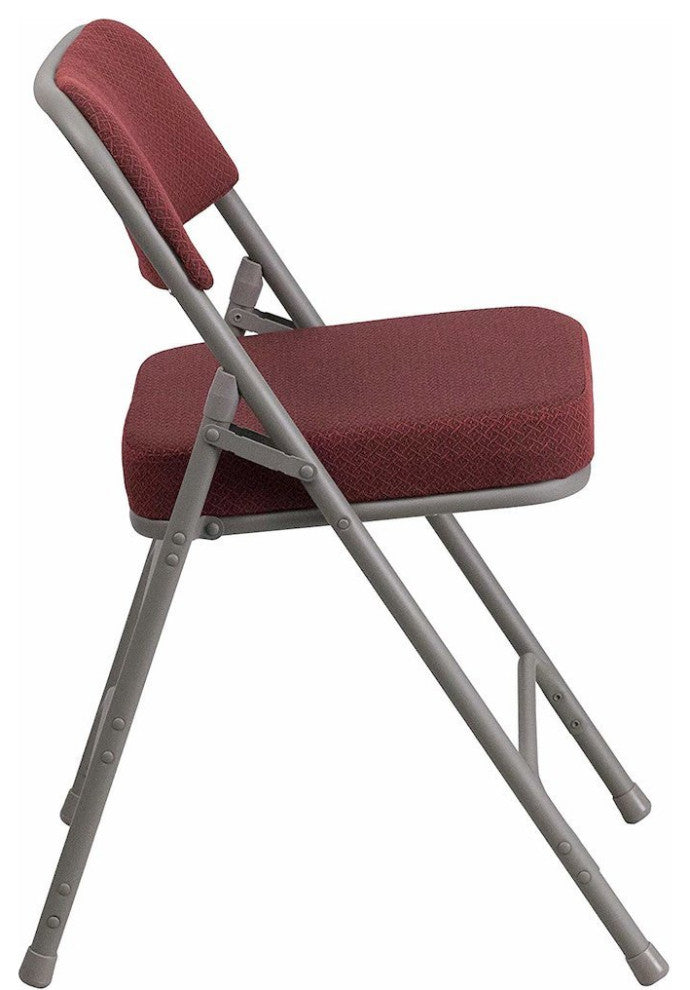 Triple Braced & Double Hinged Burgundy Fabric Metal Folding Chair pack of 4