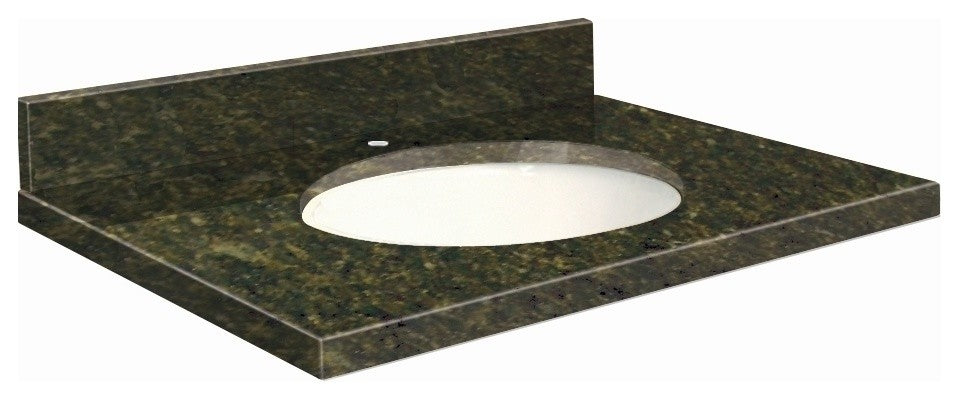 Granite 31"x19" Vanity Top, Single Faucet Hole, Uba Verde, White Bowl