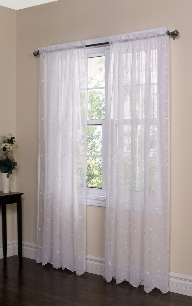 Hathaway Rod Pocket Curtain Panel 54 x 96 in White