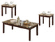 48" X 24" X 18" 3pc Faux Marble And Cherry Coffee And End Set