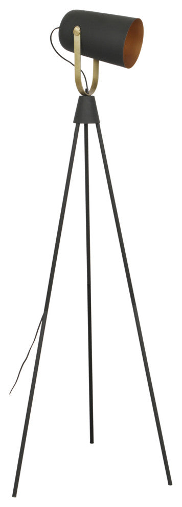 Industrial Spotlight Floor Lamp Black - Black