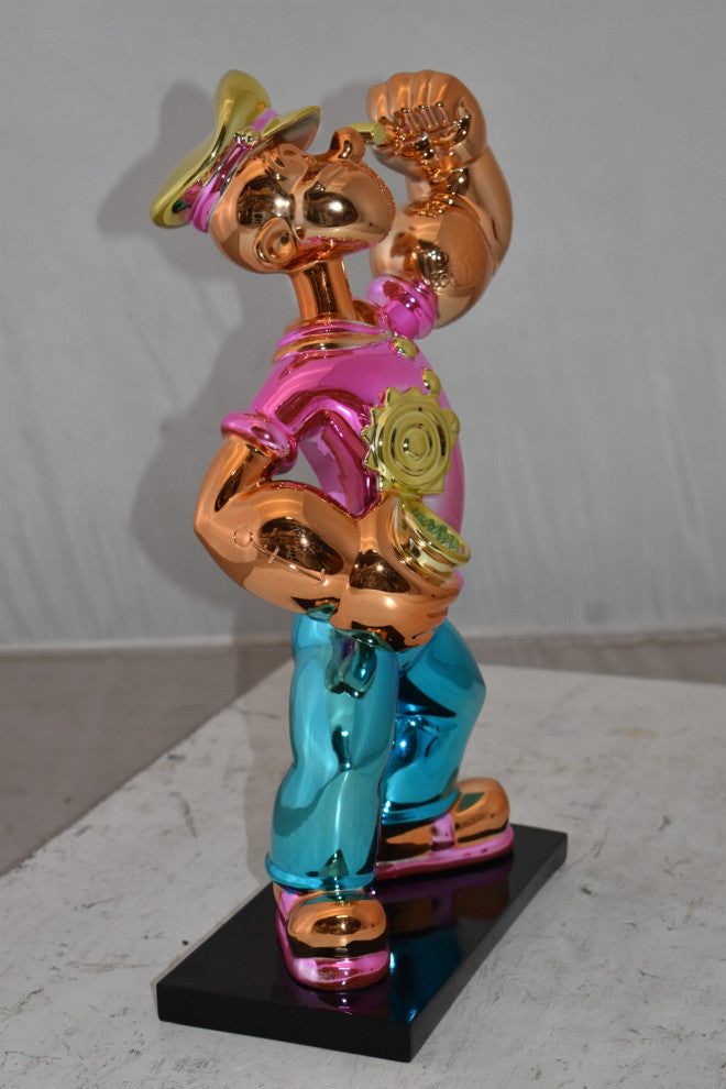 Iconic Pink Popeye smaller Resin Statue  Size: 11" x 6" x 17"H