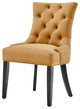 Tufted Side Dining Chair, Set of 2, Velvet, Wood, Brown, Cafe Bistro Restaurant