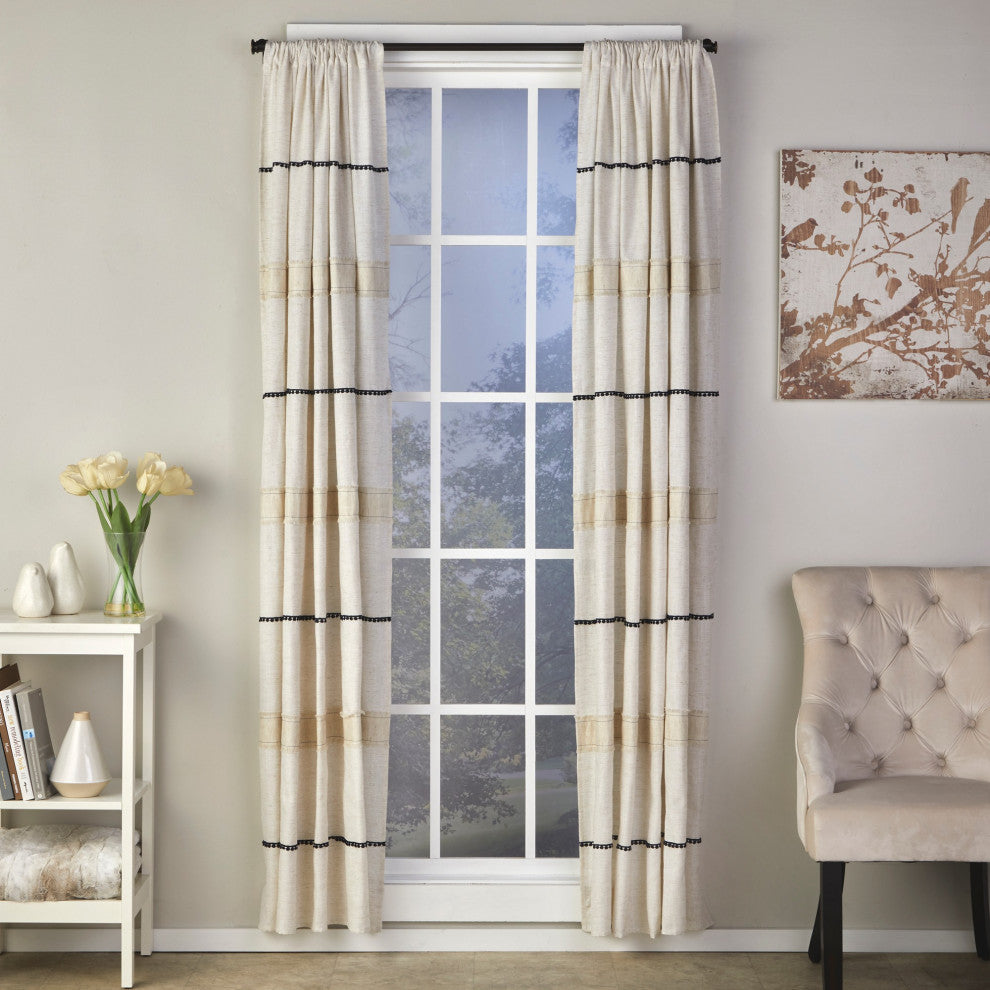 SKL Home Subtle Stripe 63 Panel Pair - Linen 52x63
