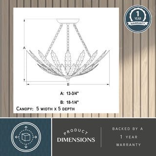 Ozette 18"W Gold Semi Flush Mount Ceiling Light Fxiture With Leaf Motif