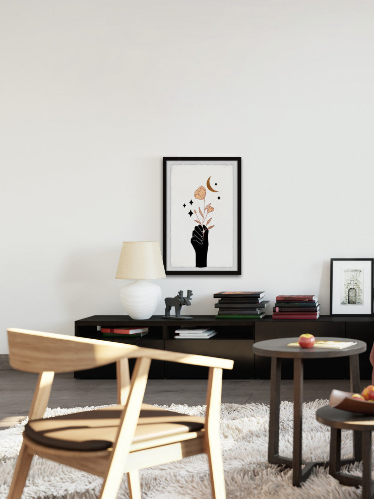 "Moon and Flower" Framed Painting Print, 8x12