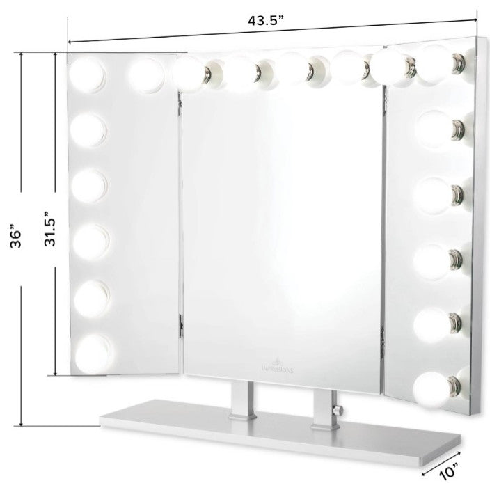 Trifecta Pro Vanity Mirror, Silver, Led Globe Bulbs