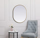 Metal Frame Oval Mirror 27X36 Inch, Brass