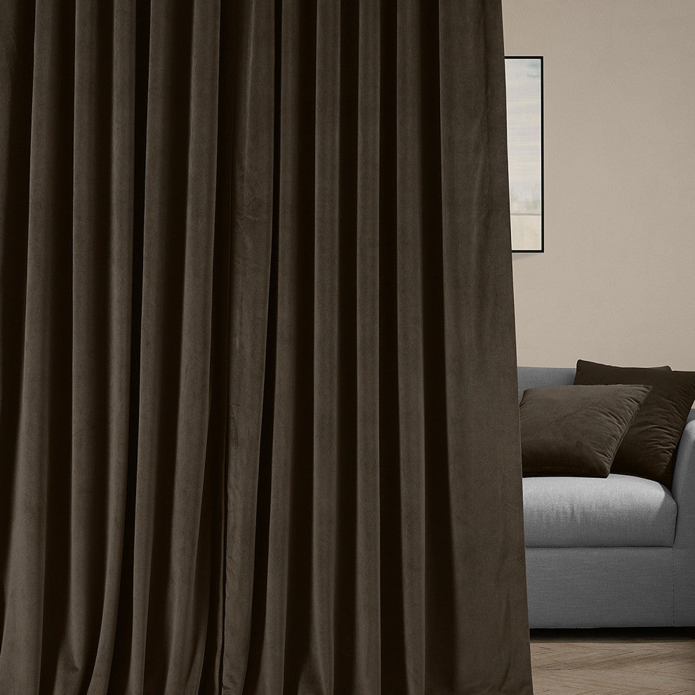 Signature Java Doublewide Blackout Velvet Curtain Single Panel, 100"x108"
