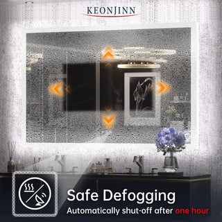 LED Bathroom Mirror With Smart Motion Sensor Front & Backlit, Dimmable, 55x36