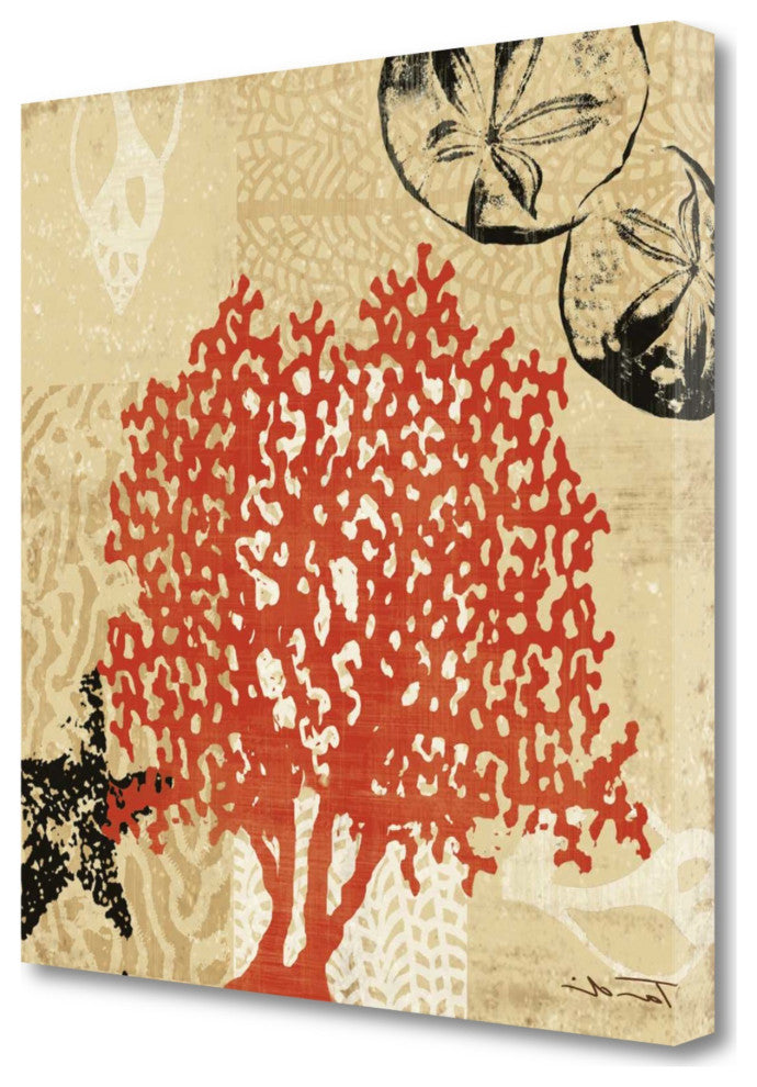 29" Underwater Coral and Tan Beachy Background 3 Giclee Wrap Canvas Wall Art