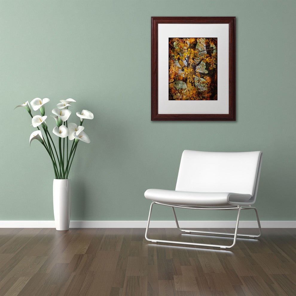 'Autumn Oaks in Dance Mode' Matted Framed Canvas Art by Lois Bryan