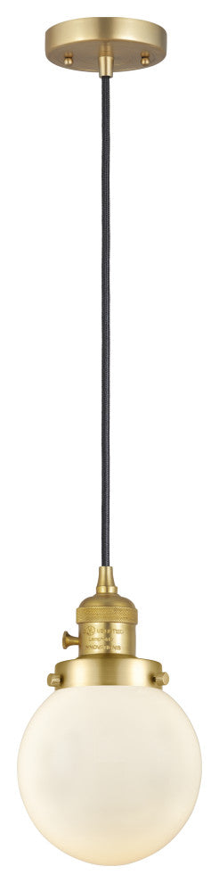 Innovations 201CSW-SG-G201-6 Beacon 1 Light Mini Pendant, Switch, Satin Gold