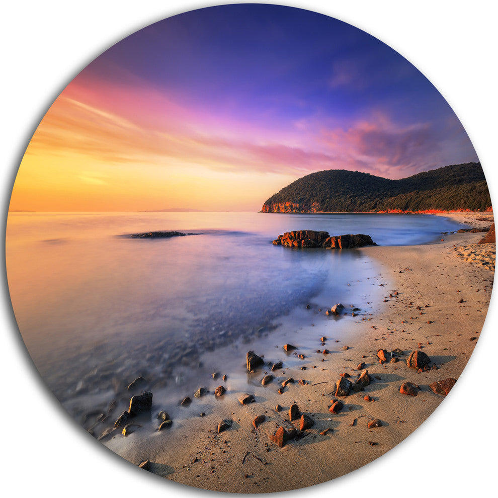 Sunset In Cala Violina Bay Beach, Seashore Round Wall Art, 36"