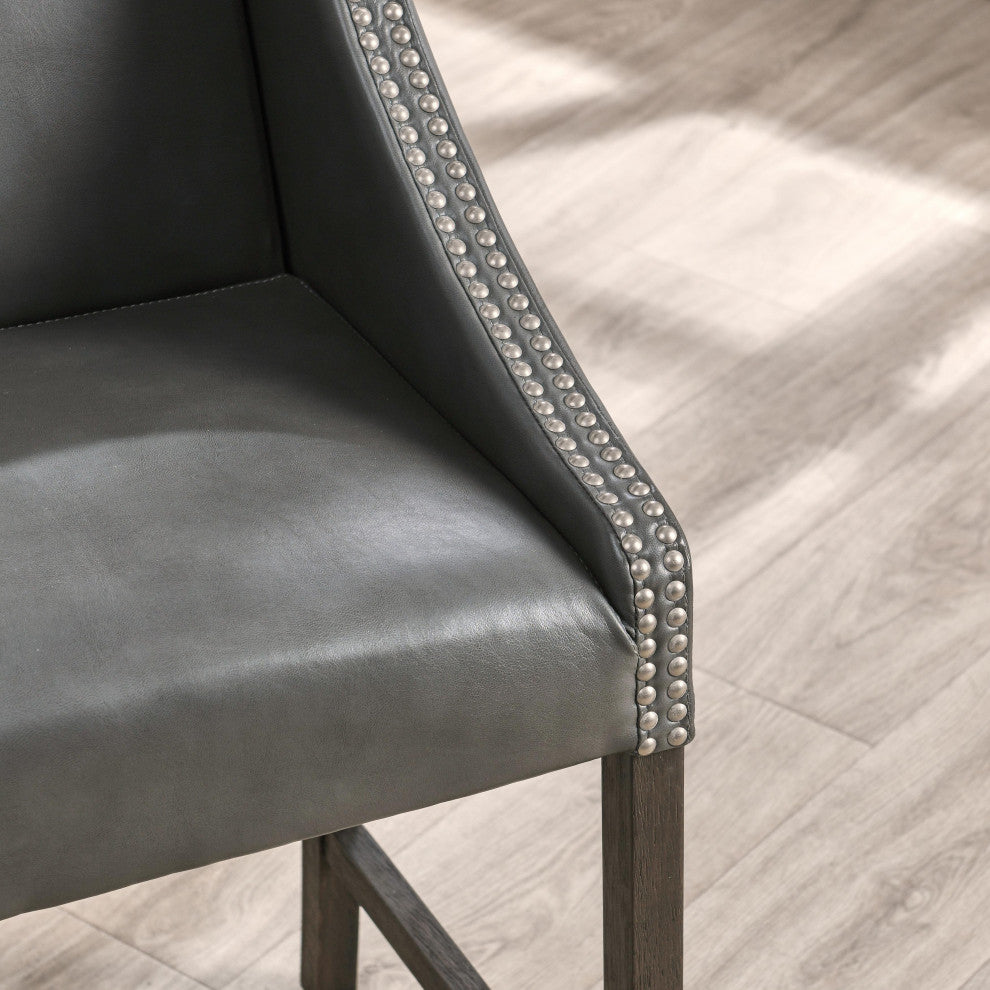 Castaic Stool by Kosas Home, Charcoal Gray, Counter Height