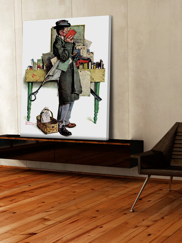 "Bookworm" Painting Print on Canvas by Norman Rockwell