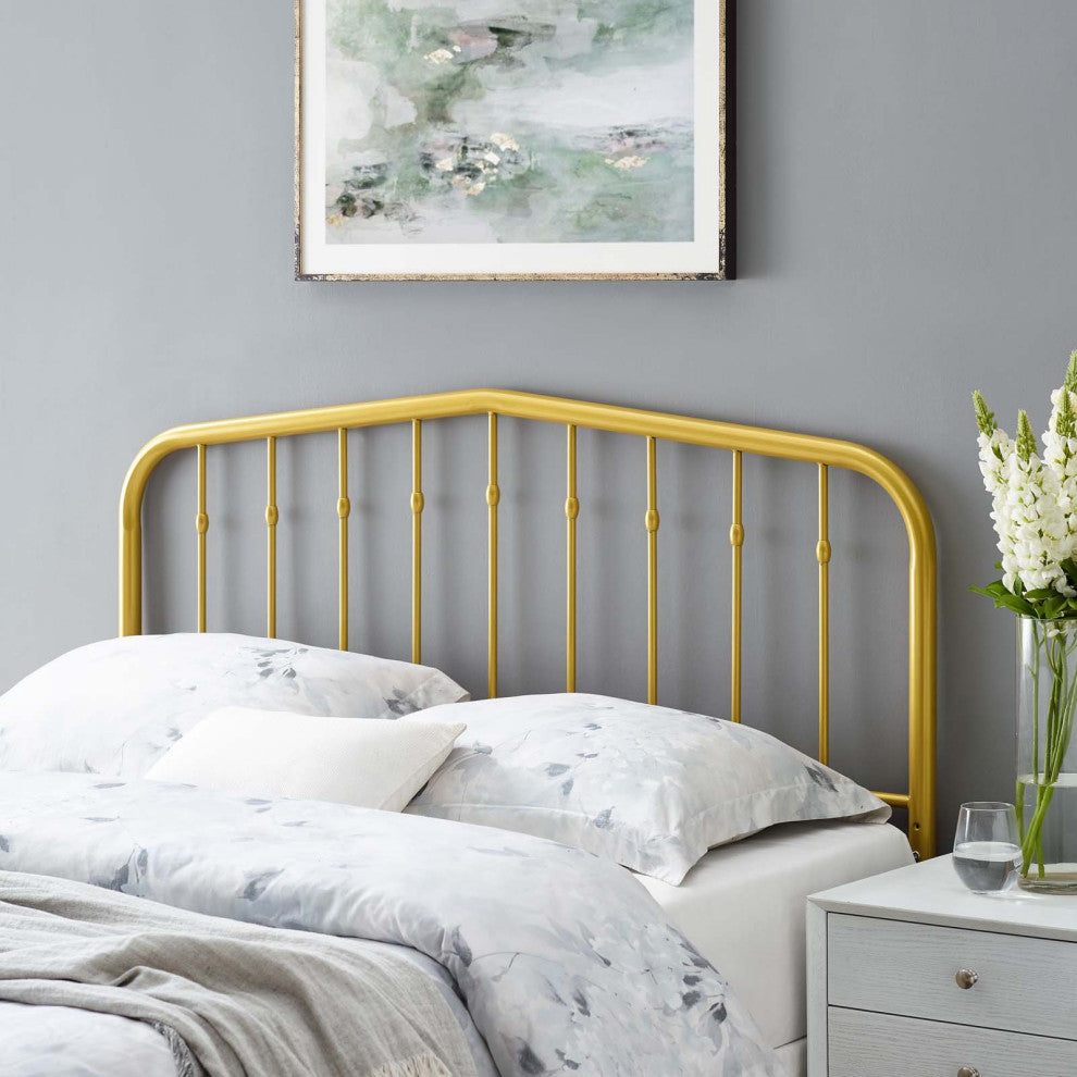 Headboard, Queen Size, Metal, Gold, Modern Farmhouse, Bedroom Master Suite