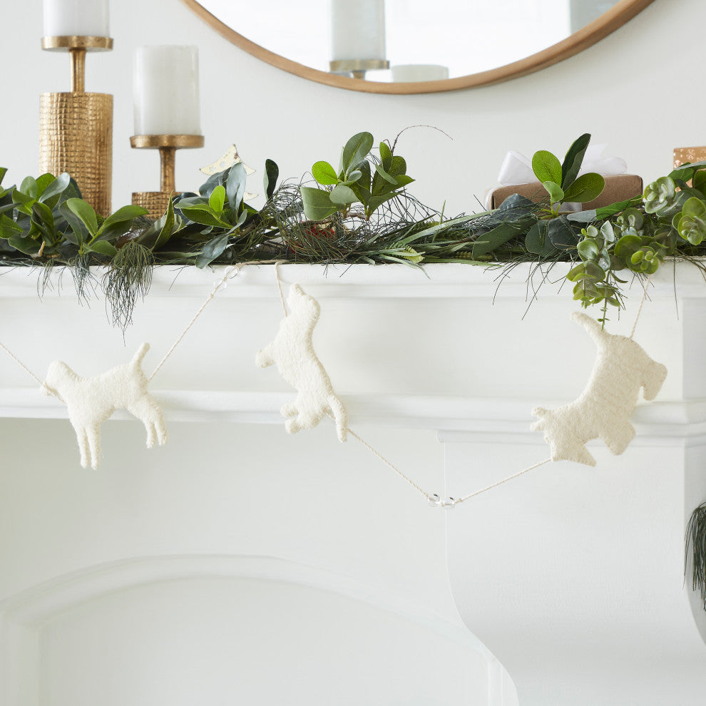 Handmade Dog Christmas Garland in Cream, 6"