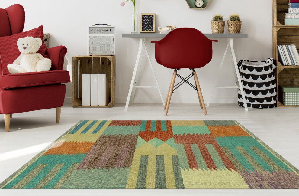 Winchester Kilim Pari Rust/Brown Rug, 3'3x4'10