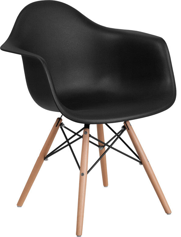 Alonza Series Black Plastic Chair, Wood Base