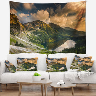 Dramatic Sky over Alpine Lake Landscape Wall Tapestry, 80"x68"
