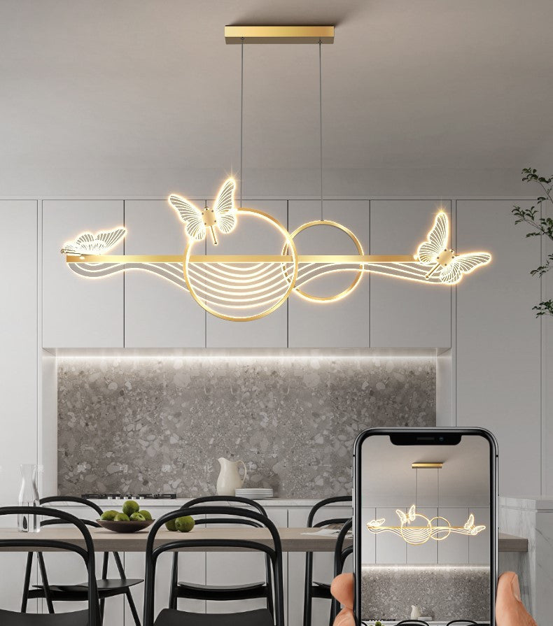 Aigle | Gold Butterfly Chandelier for Dining Room, Gold, Cool Light