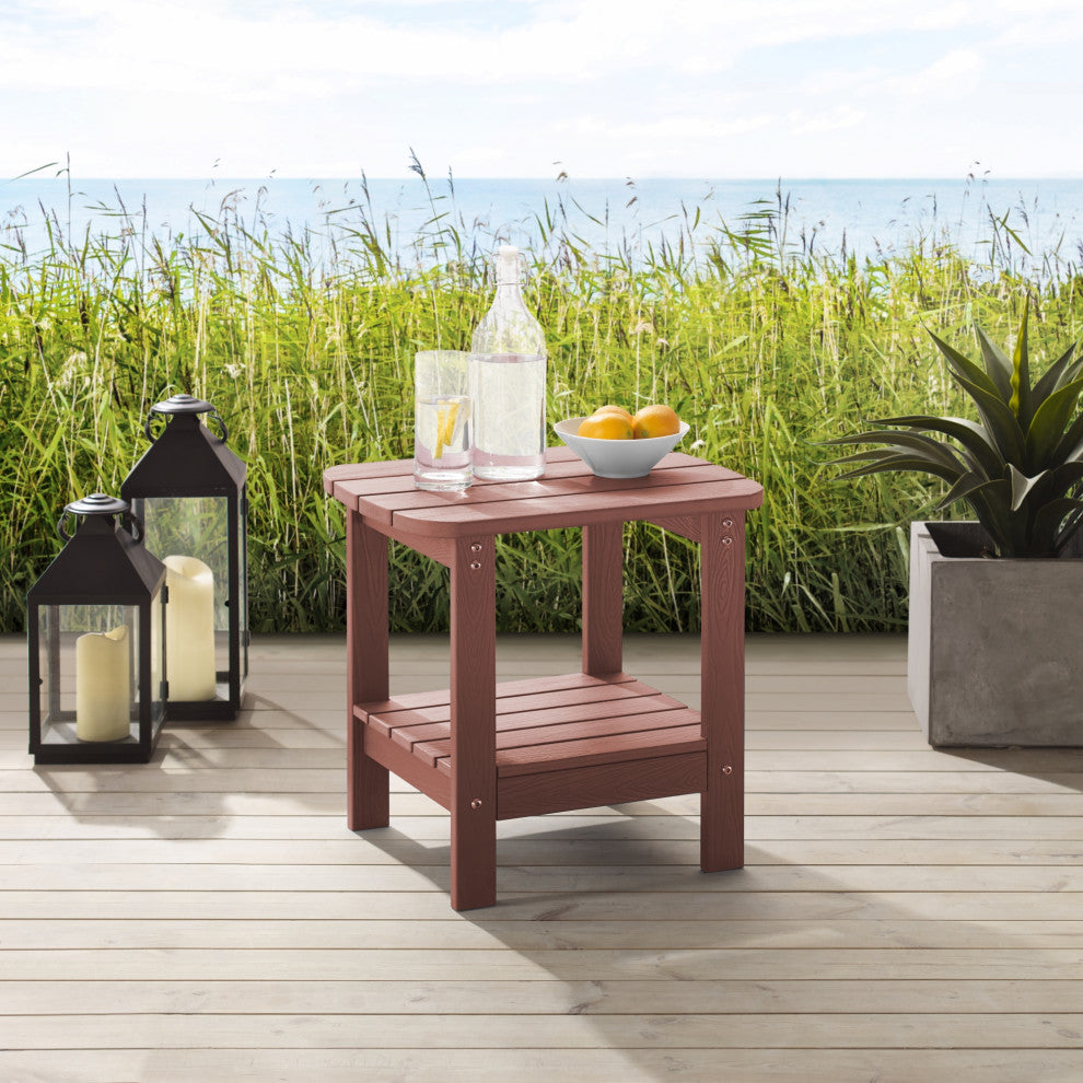 Inspired Home Daylan Outdoor Table, Weather Resistant, Brick