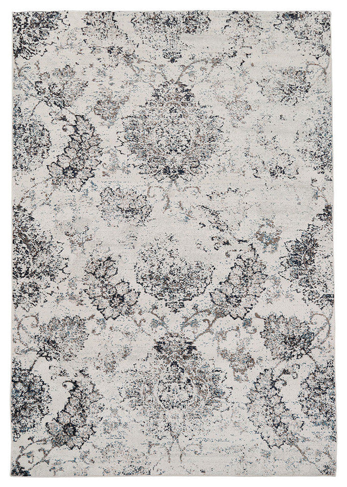 LNC Distressed Polyester Non Slip Area Rug, 5' X 7'