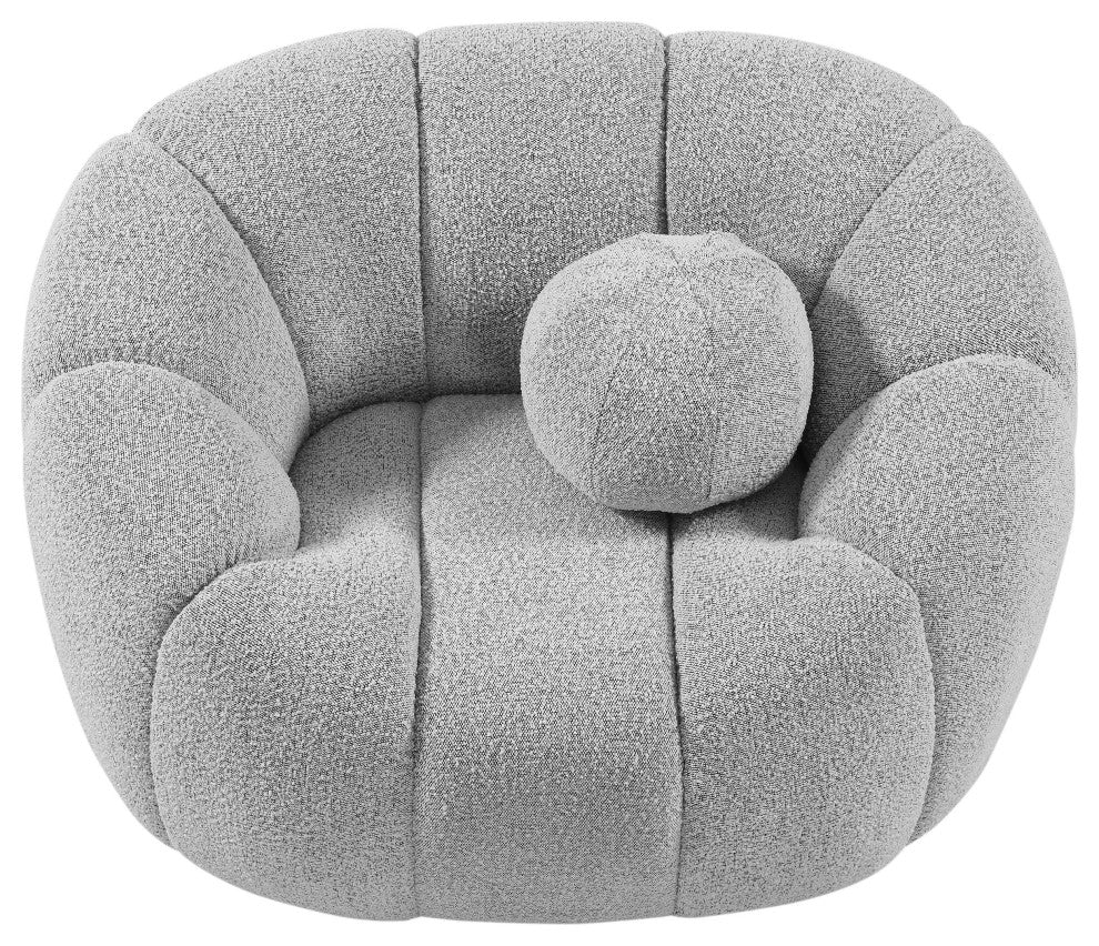 Elijah Boucle Fabric Upholstered Chair, Grey