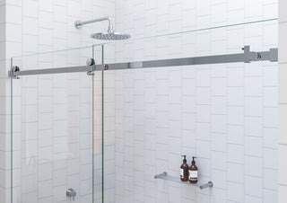 44-48"x78" Frameless Sliding Shower Door With Square Hardware, Polished Chrome