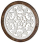 Distressed Wood Framed Round White Arabesque Wall Accent Medallion 16"