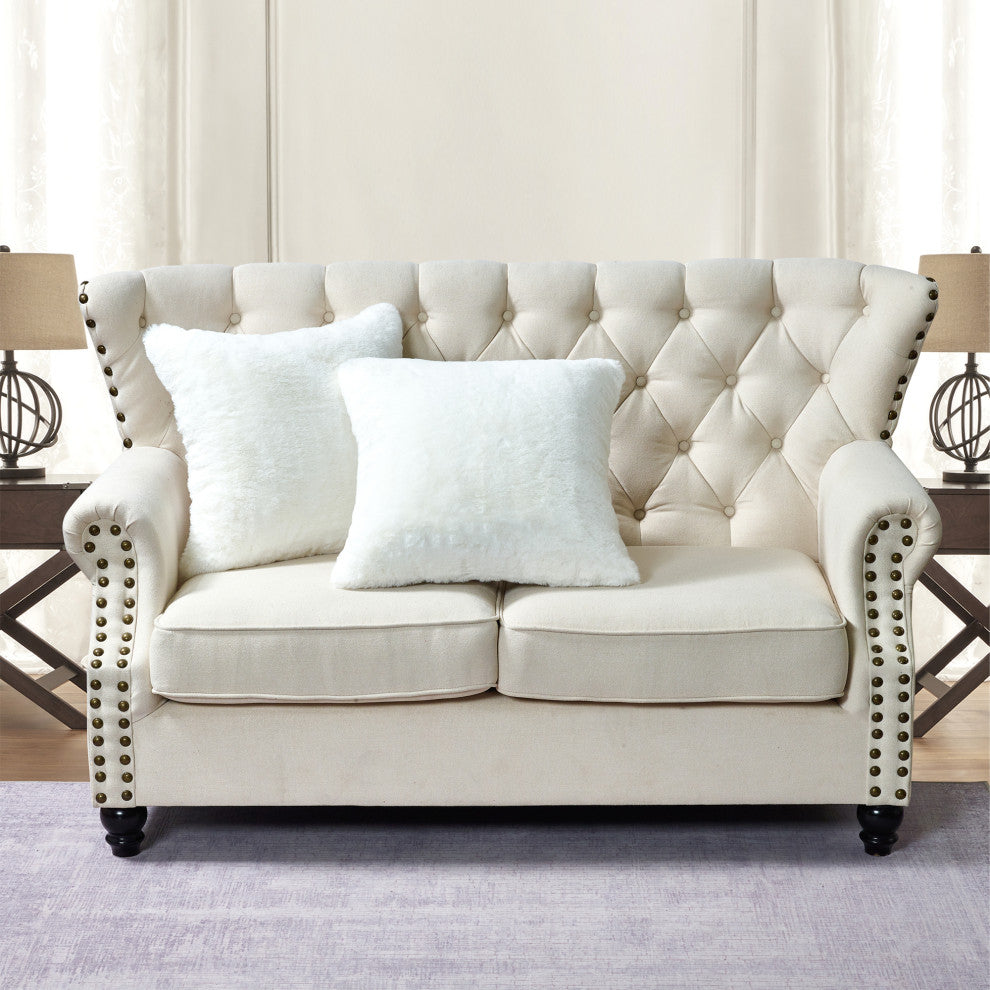 Heavy Faux Fur Throw Pillow Covers 2pcs Set, Bright White, 20''x20''