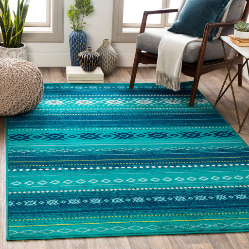 Surya Paramount PAR-1119 7'10"x11'2" Rug, Teal/Blue/Aqua/Lime/Light Gray/Cream