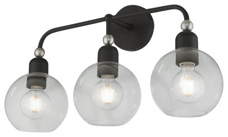 Downtown 3 Light Black With Brushed Nickel Accents Sphere Vanity Sconce