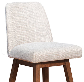 Amalie Swivel Bar Stool in Brown Oak Wood Finish with Beige Fabric