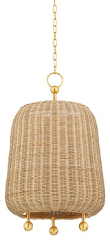 1 Light Pendant, Aged Brass