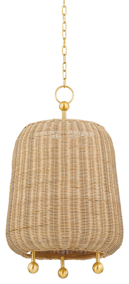 1 Light Pendant, Aged Brass