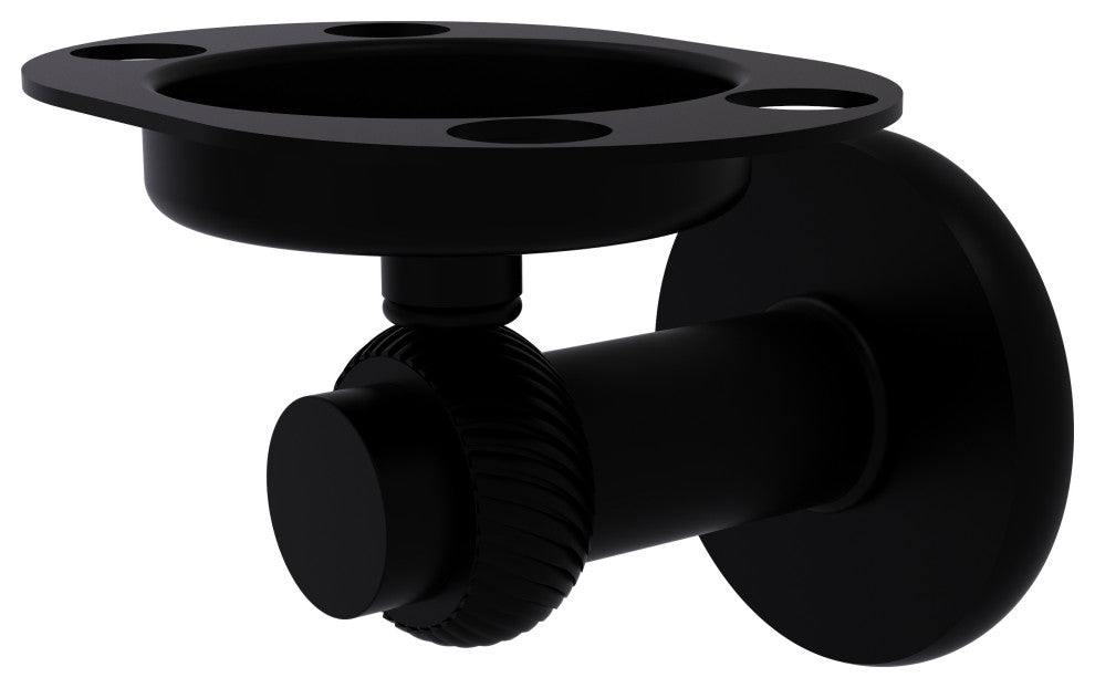 Mercury Tumbler and Toothbrush Holder with Twisted Accents, Matte Black