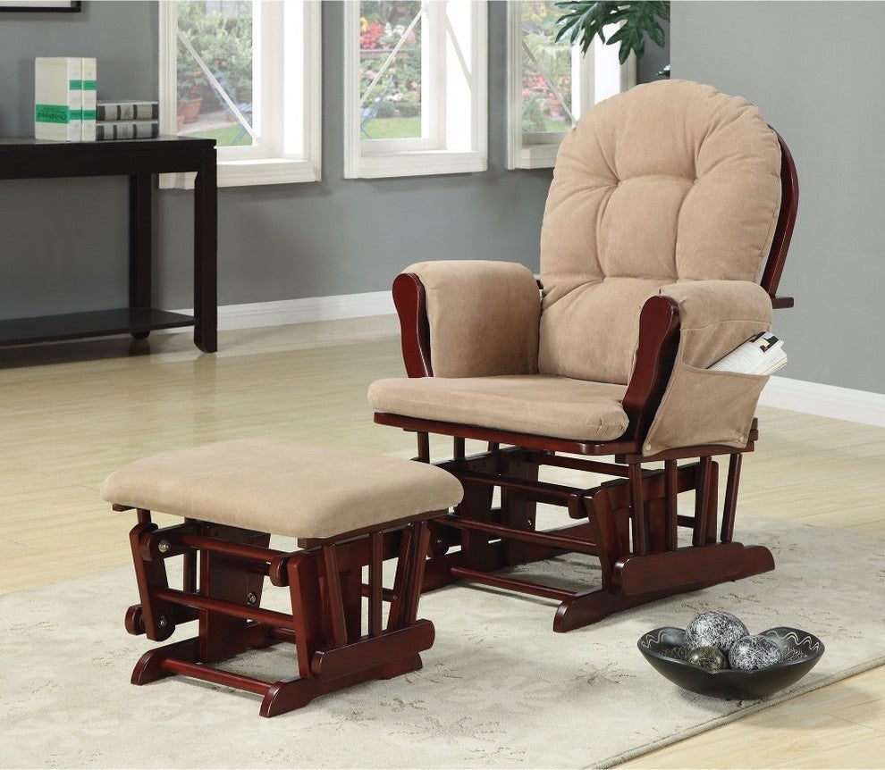 Benzara BM159031 Chicly Elegant Glider Chair with Ottoman, Brown