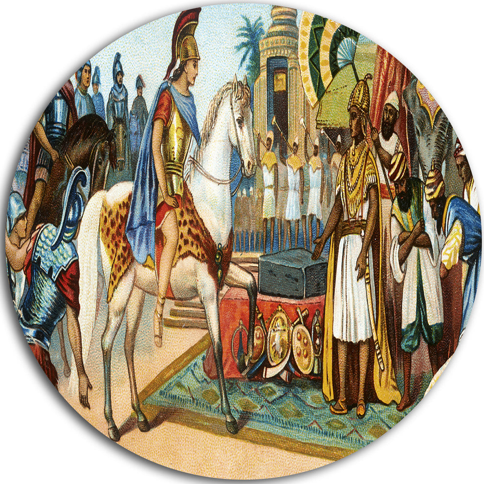Ancient Historical Illustration, Portrait Disc Metal Artwork, 11"