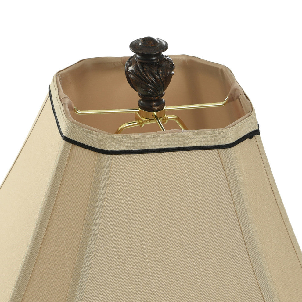 Crimson Floral Zoey Table Lamp With Trimmed Square Bell Shade