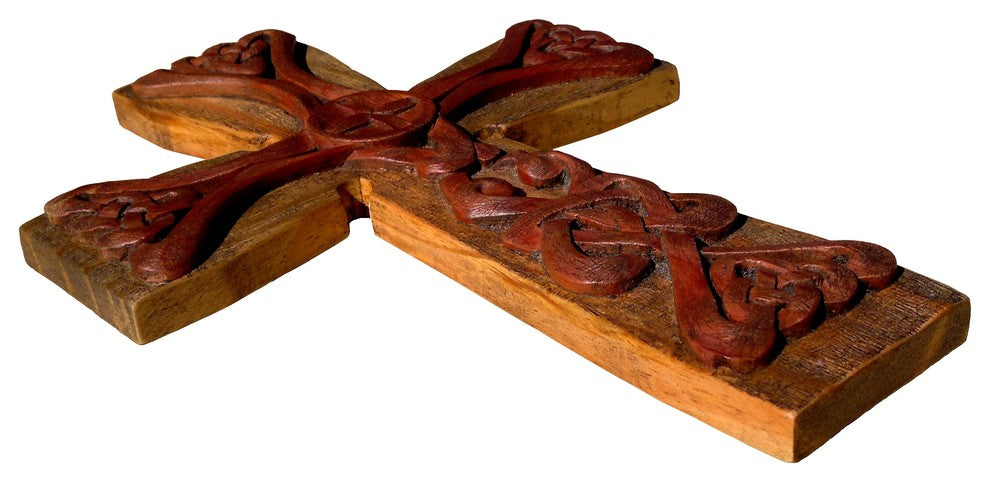 Hand Carved Celtic Style Wall Cross