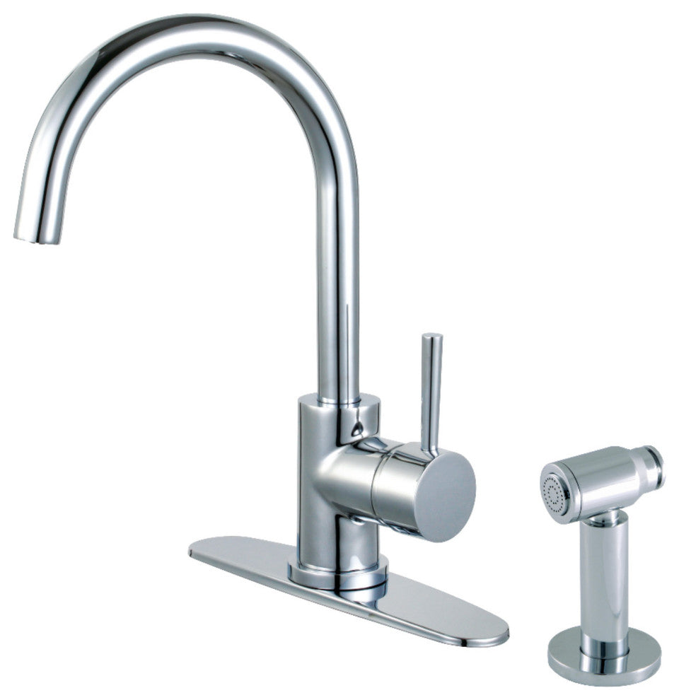 LS8571DLBS Single-Handle Kitchen Faucet With Brass Sprayer, Polished Chrome