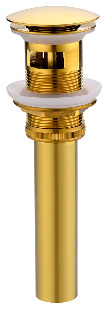 1-5/8" Push Pop-Up Drain Stopper With Overflow for Sink, Brushed Gold